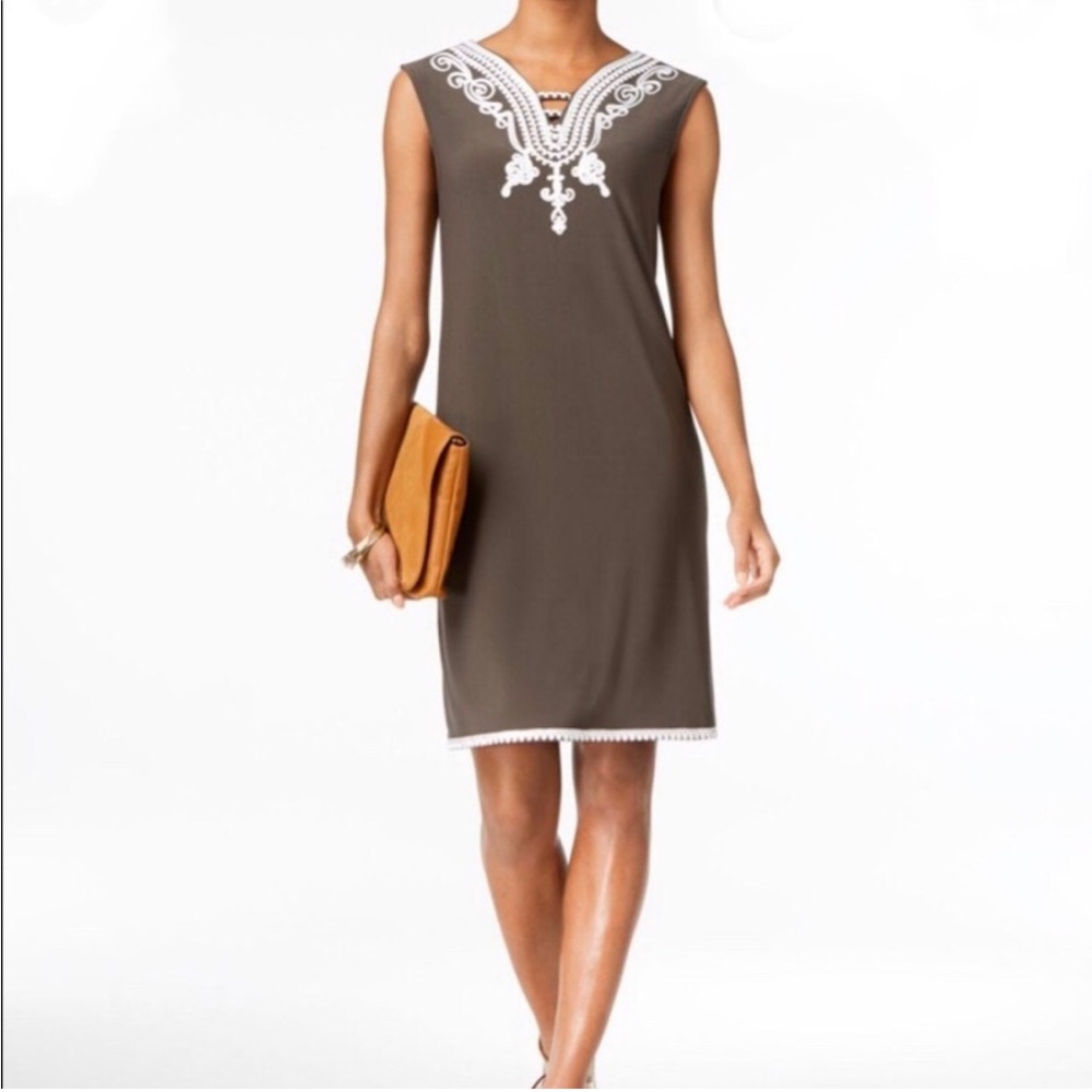 Alfani Dress White Ribbon Lace Detail Size XL